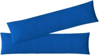 Jersey Kissenbezug, 2er Set, Baumwolle, Royalblau, 40x145 cm