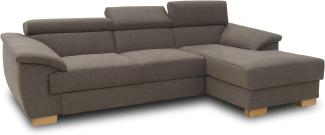 Domo Collection David Sofa, Ecksofa mit Rückenfunktion, Eckcouch, 272x166 cm, Funktionssofa mit Federkern in braun