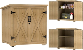 Outsunny Garten-Geräteschrank Gartenschrank, Wetterfester Geräteschuppen mit Doppeltür, BxT: 77.5x88 cm, (Gartenschuppen, 1 St, Holzschrank), für Garten, Balkon, Natur, 77,5 x 88 x 90 cm