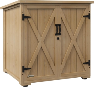 Outsunny Garten-Geräteschrank Gartenschrank, Wetterfester Geräteschuppen mit Doppeltür, BxT: 77.5x88 cm, (Gartenschuppen, 1 St, Holzschrank), für Garten, Balkon, Natur, 77,5 x 88 x 90 cm