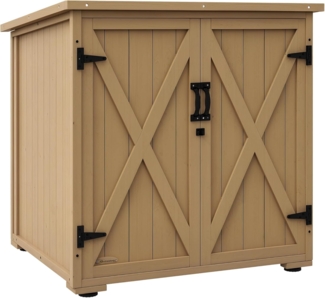 Outsunny Garten-Geräteschrank Gartenschrank, Wetterfester Geräteschuppen mit Doppeltür, BxT: 77.5x88 cm, (Gartenschuppen, 1 St, Holzschrank), für Garten, Balkon, Natur, 77,5 x 88 x 90 cm