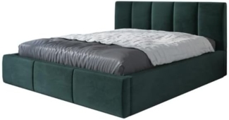 Polsterbett KENET 90x200 mit Matratze, Bettkasten und Lattenrost. Farbe: Dunkelgrun 10
