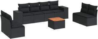 vidaXL 9-tlg. Garten-Sofagarnitur mit Kissen Schwarz Poly Rattan 3225404