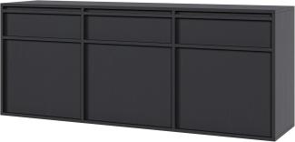 Selsey Evo - Sideboard hängend mit 3 Schubladen, Schwarz, 154 cm