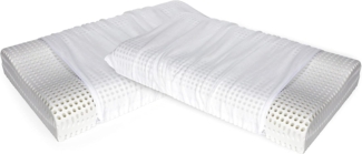 Talamo Italia Set mit 2 Kissen für das Bett, 100% Made in Italy, Orthozervikales Kissen mit abnehmbarem Bezug aus perforiertem Memory-Schaum, hypoallergen und atmungsaktiv, 70x41xh11,5 cm