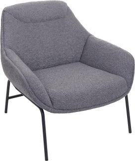 Lounge-Sessel HWC-J77, Cocktailsessel Sessel, Bouclé Stoff Metall ~ dunkelgrau