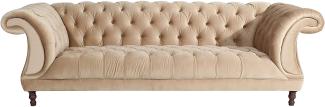 Ivette Sofa 3-Sitzer Samtvelours Sand Buche Nussbaumfarben