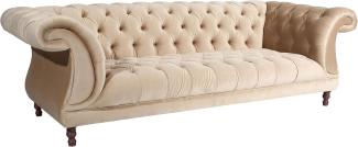 Ivette Sofa 3-Sitzer Samtvelours Sand Buche Nussbaumfarben