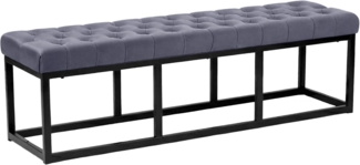 CLP Sitzbank Polson, Modern, Gestell schwarz, Samt, Gesteppt, Bodenschoner, Design,grau 150 cm