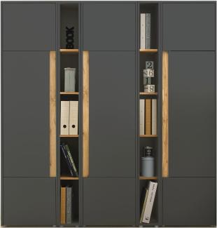 Aktenschrank Set "Center" in grau Wotan Eiche, 190x200 cm