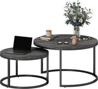 HOMCOM Couchtisch 2er Set, stapelbar, in Marmoroptik, mit Metallgestell (Sofatisch, 2-St, Beistelltisch), für Wohnzimmer, Schlafzimmer, Balkon, Grau