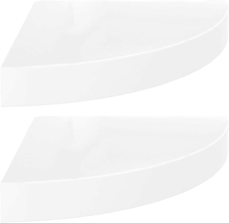 vidaXL Schwebende Eckregale 2 Stk. Hochglanz-Weiß 25x25x3,8 cm MDF 323887