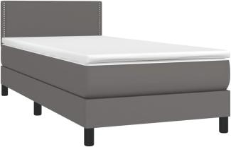 vidaXL Boxspringbett mit Matratze & LED Grau 90x190 cm Kunstleder 3134139