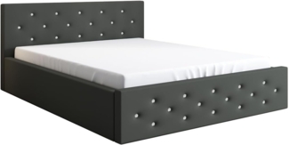 Polsterbett VALI 180x200 mit Matratze, Bettkasten und Lattenrost. Farbe: Graphit 15