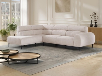 Vente-unique - Ecksofa - Ecke links - Chenille-Stoff - Beige - MALIADA