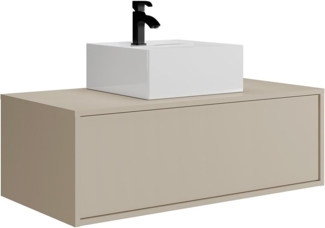 Vente-unique - Waschbeckenunterschrank hängend mit Einzelwaschbecken - Beige - 94 cm - TEANA II