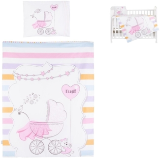 Chipolino 5-teiliges Bettwäsche Set, Decke 95 x 125 cm Kissen 35 x 45 cm rosa Sterne