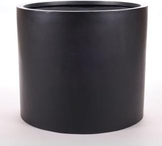Pflanzkübel Blumenkübel Blumentopf Übertopf Fiberglas zylindrisch D70xH60cm schwarz-matt.