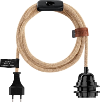 HOOPZI - Bala - Fassung e27 mit Kabel - Lampenfassung e27 mit Kabel und Schalter Ficelle natur