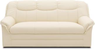 DOMO Collection Berlin Sofa | klassisches 3er Sofa | zeitlose Garnitur mit weichem Kunstleder | Maße: 178|90|89 cm (B|T|H) | Farbe: beige (weiß)