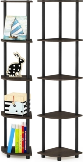 Furinno Turn-N-Tube 5-stufiges Eckregal-Mehrzweckregal, Dunkelbraune Maserung/Schwarz, 2er-Set