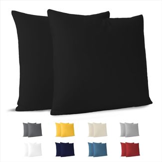 Kissenbezug 40x40 (Set mit 2) - 100% Jersey Baumwolle 150 g/qm Kissenbezüge -Schwarz - Für Kissen 40x40 cm - Kissenhülle - Kissenbezug - Resistent und Hypoallergen - Dreamzie