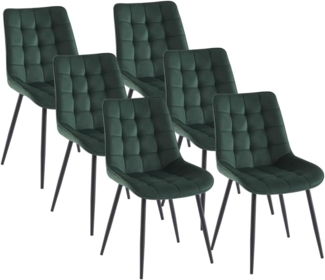 Vente-unique - Polsterstuhl 6er-Set - Samt & schwarzes Metall - Grün - OLLUA