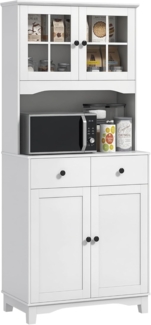 HOMCOM Küchenbuffet Küchenschrank mit Mikrowellenregal, 2 Schränken, 2 Schubladen (Vitrinenschrank, 1-St, Hochschrank) Buffetschrank für Wohnzimmer, Esszimmer, Weiß