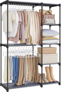 Songmics Kleiderschrank, Kleiderständer, freistehende Garderobe, faltbar, Kleiderständer mit Kleiderstangen, Garderobenständer, 112 x 43 x 165 cm, grau RYG024G02
