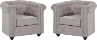Vente-unique - 2er-Set Sessel - Stoff - Grau - CHESTERFIELD