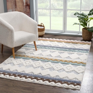 Carpet City Hochflor-Teppich Focus 3013, rechteckig, Höhe: 20 mm, Läufer, Boho, Hochtief-Muster/ 3D-Effekt, für Wohnzimmer, Schlafzimmer
