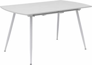 Esstisch Sabina ausziehbar 140-180 x 80 cm 6-10 Personen Küchentisch mit Metallgestell für Küche, Esszimmer Holz Optik Weiß