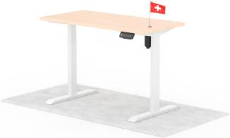 elektrisch höhenverstellbarer Schreibtisch ECO 120 x 60 cm - Gestell Weiss, Platte Eiche