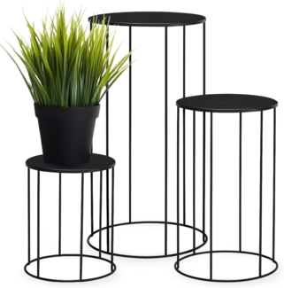 Spetebo Blumenhocker Metall 3er Set rund schwarz matt - 39 / 29 / 19 cm (Anzahl, 1 St, Stück), elegantes Industrial Design
