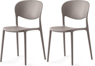 Connubia, 2 Stühle Abby, 100% recyceltes Polypropylen, Taupe matt
