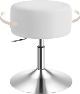WOLTU BH14ws-1 Design Hocker mit Griff , stufenlose Höhenverstellung , verchromter Stahl , Antirutschgummi , pflegeleichter Kunstleder , gut gepolsterte Sitzfläche , weiß