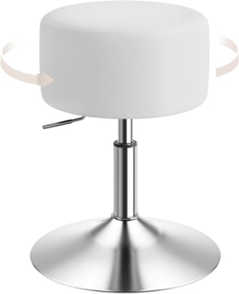 WOLTU BH14ws-1 Design Hocker mit Griff , stufenlose Höhenverstellung , verchromter Stahl , Antirutschgummi , pflegeleichter Kunstleder , gut gepolsterte Sitzfläche , weiß