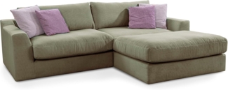 CAVADORE Ecksofa Fiona / Mega L-Sofa in Cord mit tiefen Sitzflächen und weicher Polsterung / Cordsofa / 277 x 90 x 199 / Cordstoff Olive