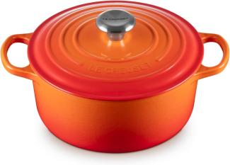 Le Creuset Signature Gusseisen-Bräter mit Deckel, Für alle Herdarten und Induktion geeignet, Rund, Ofenrot, 24,0 cm, 4.2