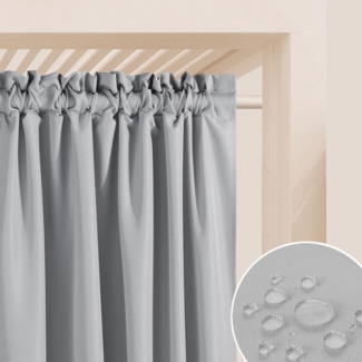 ROOM99 Outdoorvorhäng mit Kräuselband Garden Line 155x270 cm Breite x Höhe Outdoor Vorhang wetterfest Wasserdicht Sichtschutz Sonnenschutz Gardinen Garten Winddicht Hellgrau, 1 Stück