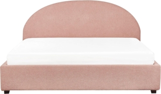 Bett mit Stauraum VAUCLUSE 180 x 200 cm Bouclé Pastellrosa