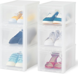 Iris Ohyama Transparente Schuhaufbewahrungsboxen, für Größen bis 46, L32 x H18 cm, 6er-Set, Schuhboxen Stapelbar, Frontöffnung, Schuhregale, Schuh Organizer, Turnschuhe, EUDF-S