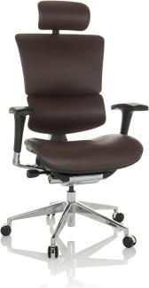 hjh OFFICE Profi Chefsessel Ergo-U2 L Leder Bürostuhl ergonomisch, Flexible Lendenwirbelstütze, Rückenlehne höhenverstellbar, Dunkelbraun 651104