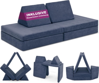 Linodino Kindersofa Spielsofa I aus Schaumstoff Bausteine I Spielcouch für Kinder, Wasserfeste Unterbezüge, Waschbare Chenille Bezüge 30°