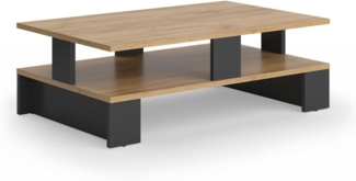 Couchtisch Belina Goldkraft Eiche/Anthrazit 80 x 50 cm mit zwei Ebenen Vicco