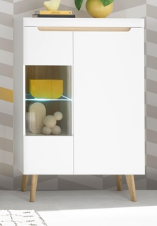 Highboard Isgard in weiß und Eiche 90 x 134 cm