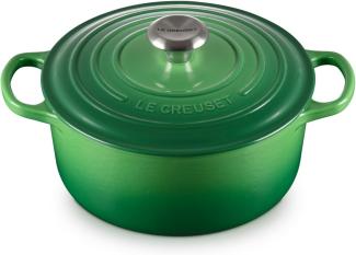 Le Creuset Signature Gusseisen-Bräter mit Deckel, Für alle Herdarten und Induktion geeignet, Rund, Bamboo Green, 24,0 cm, 4.2