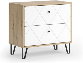 Nachttisch Nizza Artisan-Eiche 66 x 60.2 cm mit 2 Schubladen Vicco