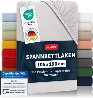 Blumtal® Spannbettlaken 105x190 cm - Bettlaken 105x190 Spannbettlaken aus Microfaser - Spannbetttuch 105x190 cm - Spannleintuch 105x190 - Leintuch 105x190 cm - Bettbezug 105x190 - Moonlight Grey-Grau