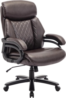 COLAMY XXL Chefsessel[181kgs] - Hochlehner Bürostuhl Leder mit verstellbaren Armlehnen& strukturierter Rückenlehne - Extra breiter Sitz (59cm) für Homeoffice und Büro, Braun